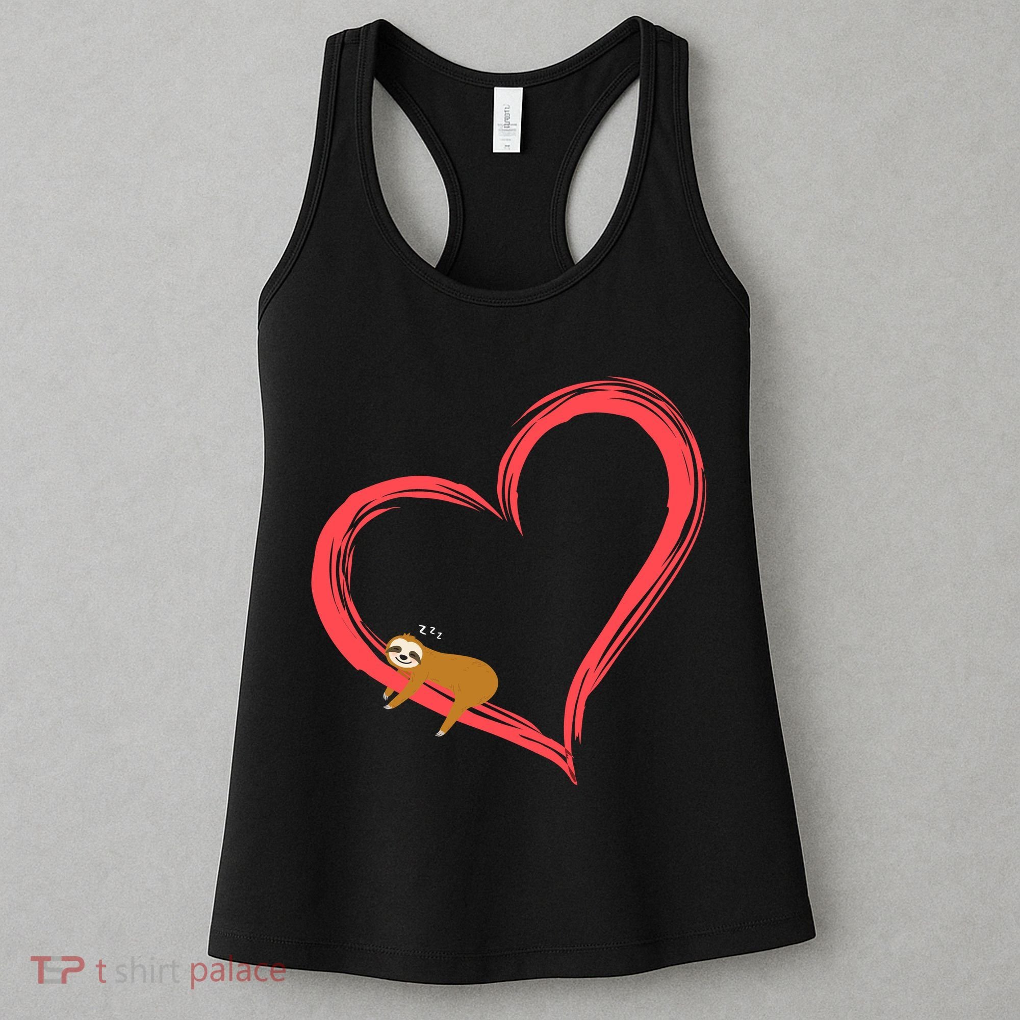 Lazy Sloth Sleeping On Heart Women's Tank Top