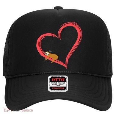 Lazy Sloth Sleeping On Heart Hat