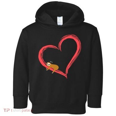 Lazy Sloth Sleeping On Heart Toddler Hoodie