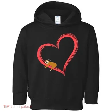 Lazy Sloth Sleeping On Heart Toddler Hoodie