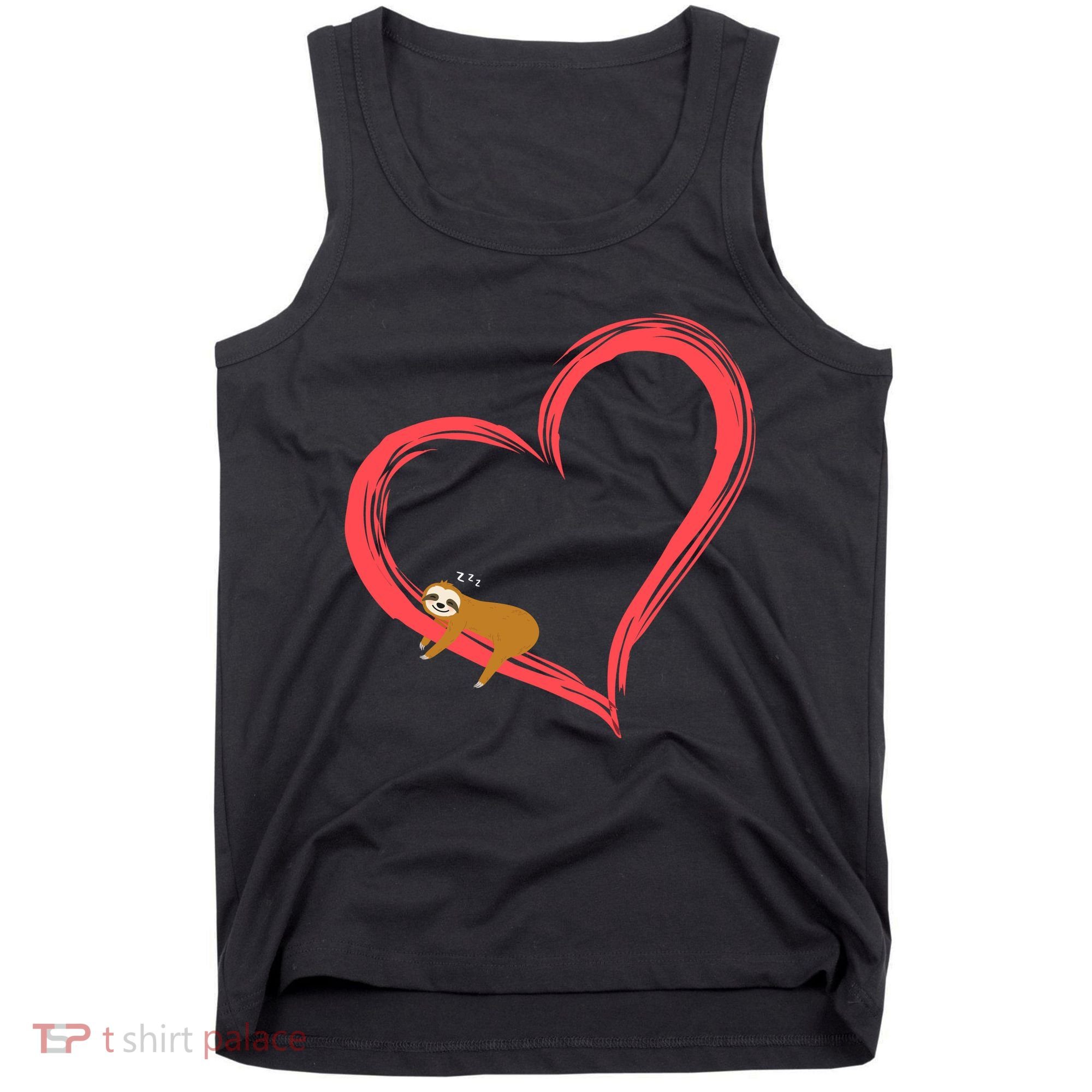 Lazy Sloth Sleeping On Heart Tank Top