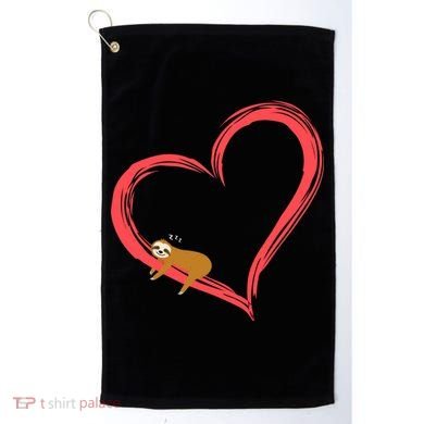 Lazy Sloth Sleeping On Heart Golf Towel