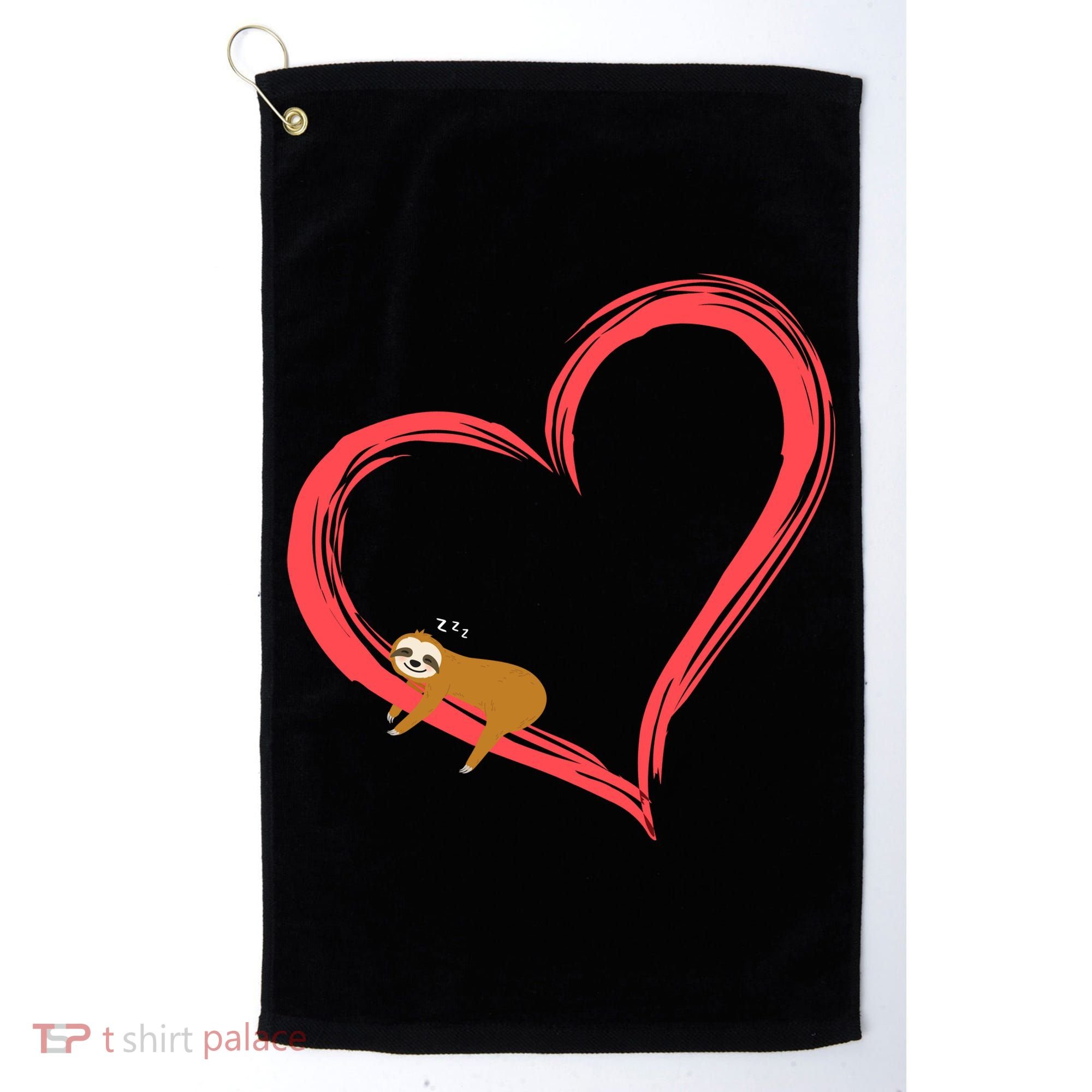 Lazy Sloth Sleeping On Heart Golf Towel