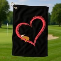 Lazy Sloth Sleeping On Heart Golf Towel thumb 1