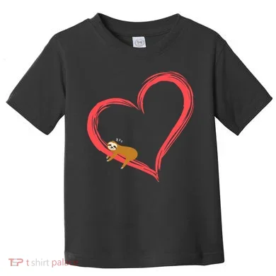 Lazy Sloth Sleeping On Heart Toddler T-Shirt