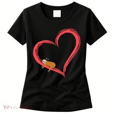 Lazy Sloth Sleeping On Heart Women's T-Shirt