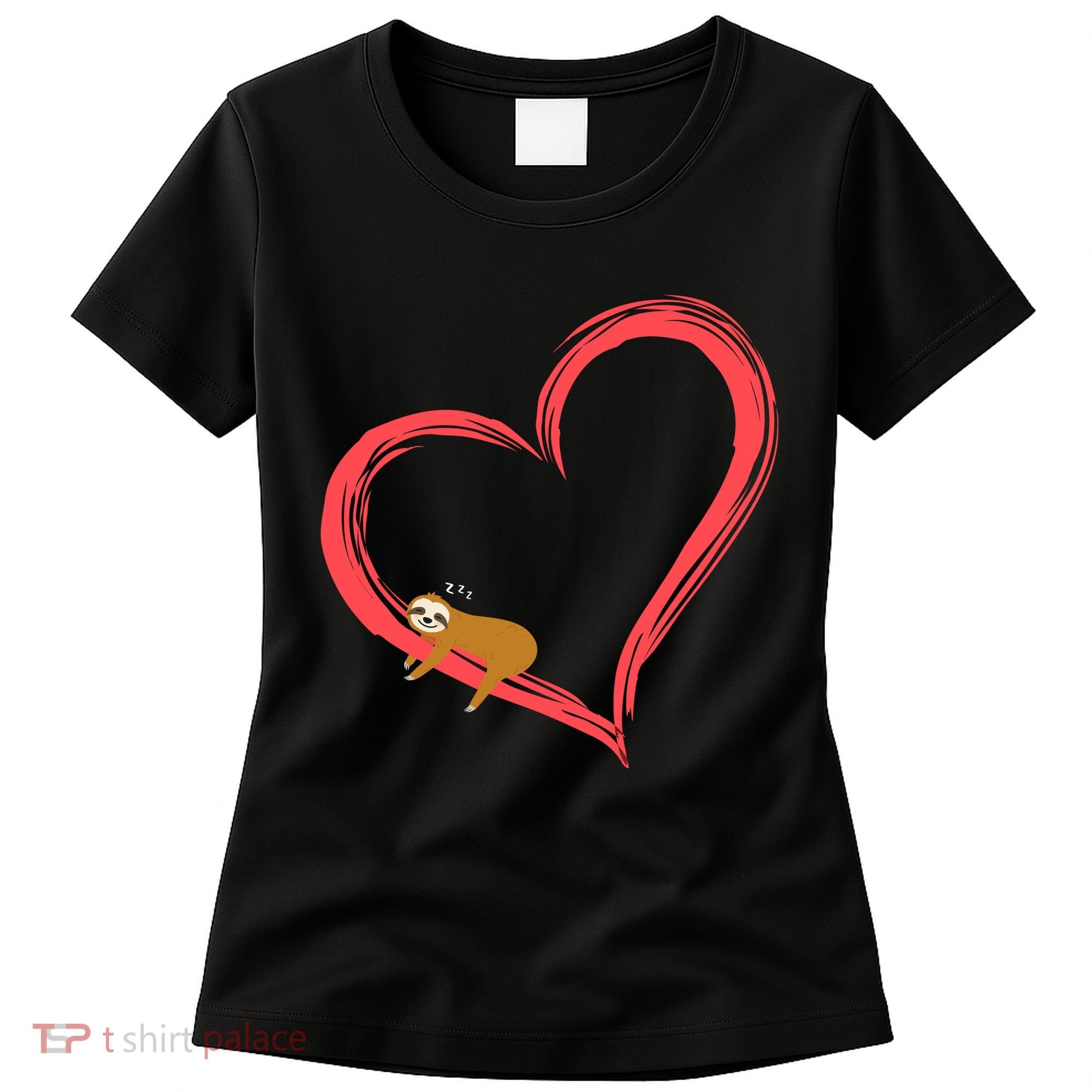 Lazy Sloth Sleeping On Heart Women's T-Shirt