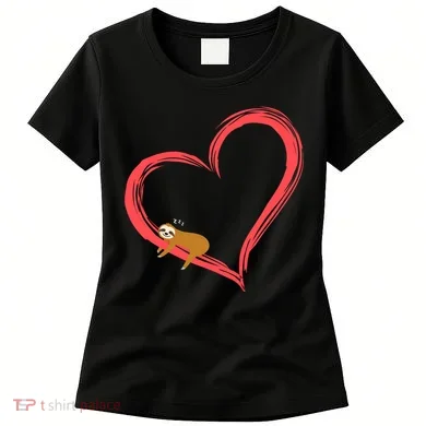 Lazy Sloth Sleeping On Heart Women's T-Shirt