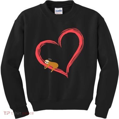 Lazy Sloth Sleeping On Heart Kids Sweatshirt
