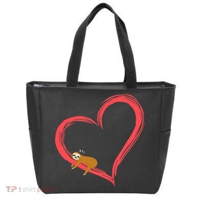 Lazy Sloth Sleeping On Heart Tote Bag