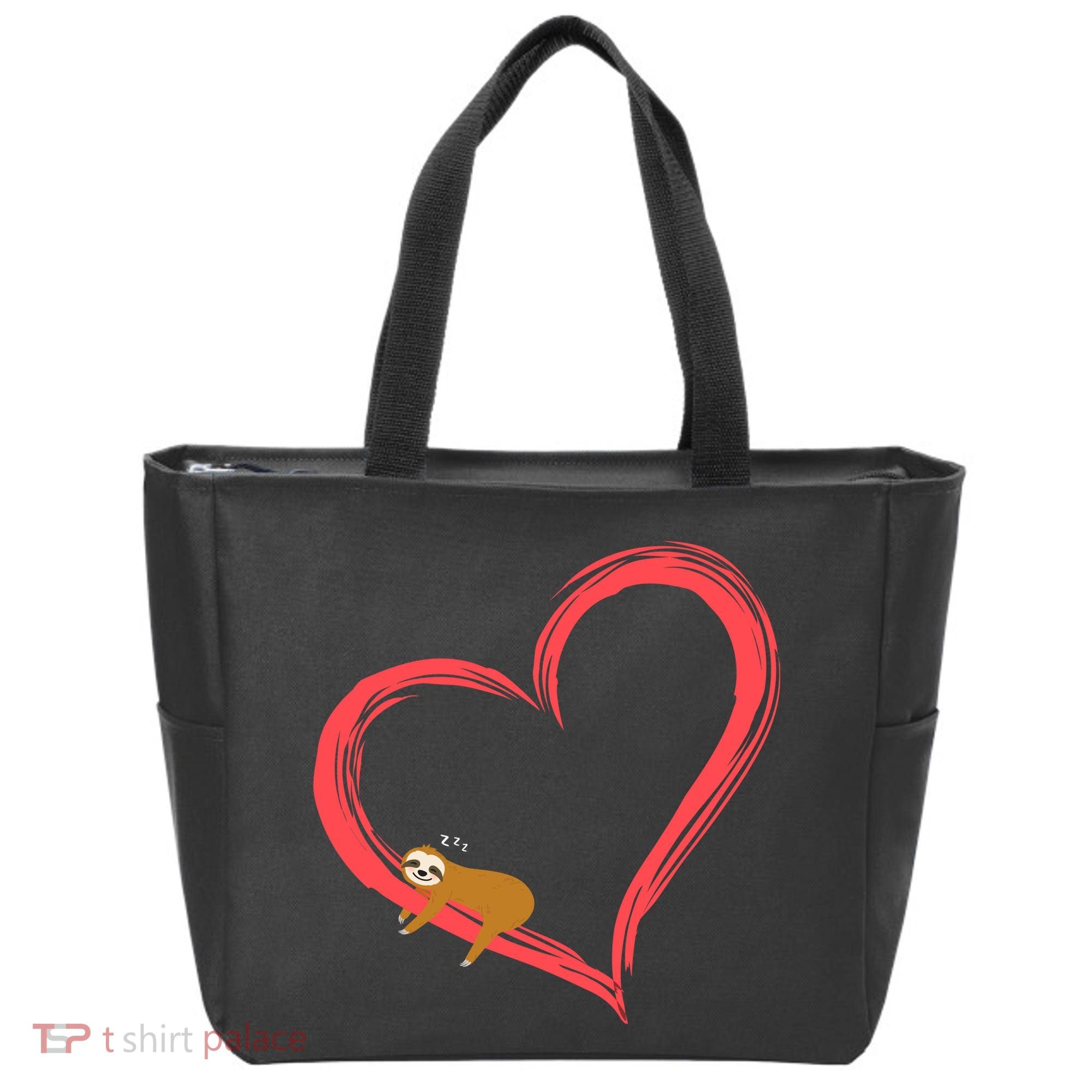 Lazy Sloth Sleeping On Heart Tote Bag