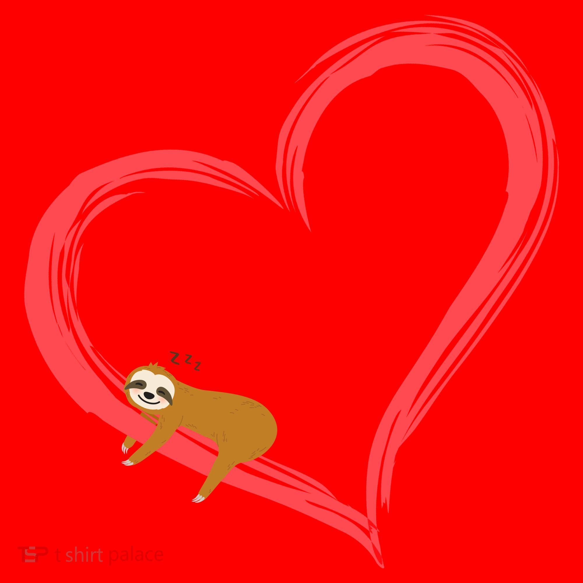 Lazy Sloth Sleeping On Heart Santa Hat