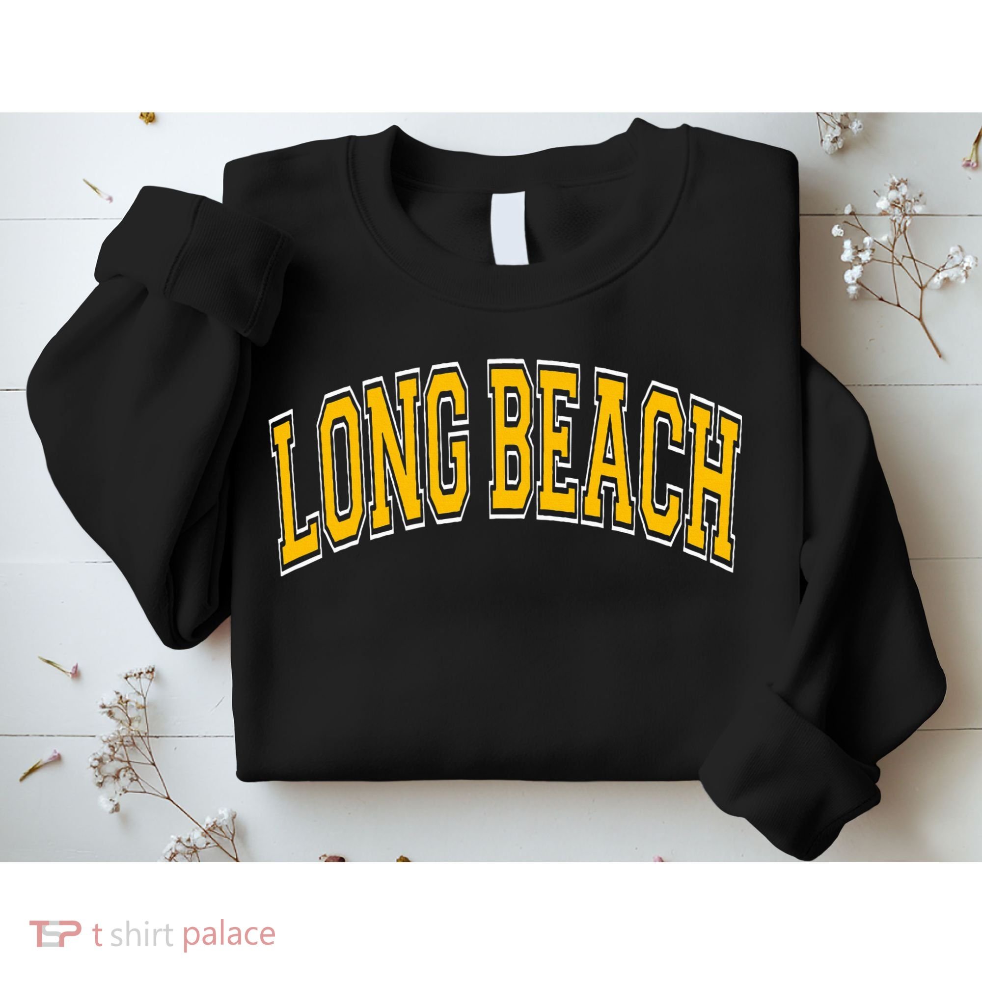Long Beach Arched Amber Text Sweatshirt