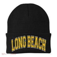 Long Beach Arched Amber Text Beanie thumb 0