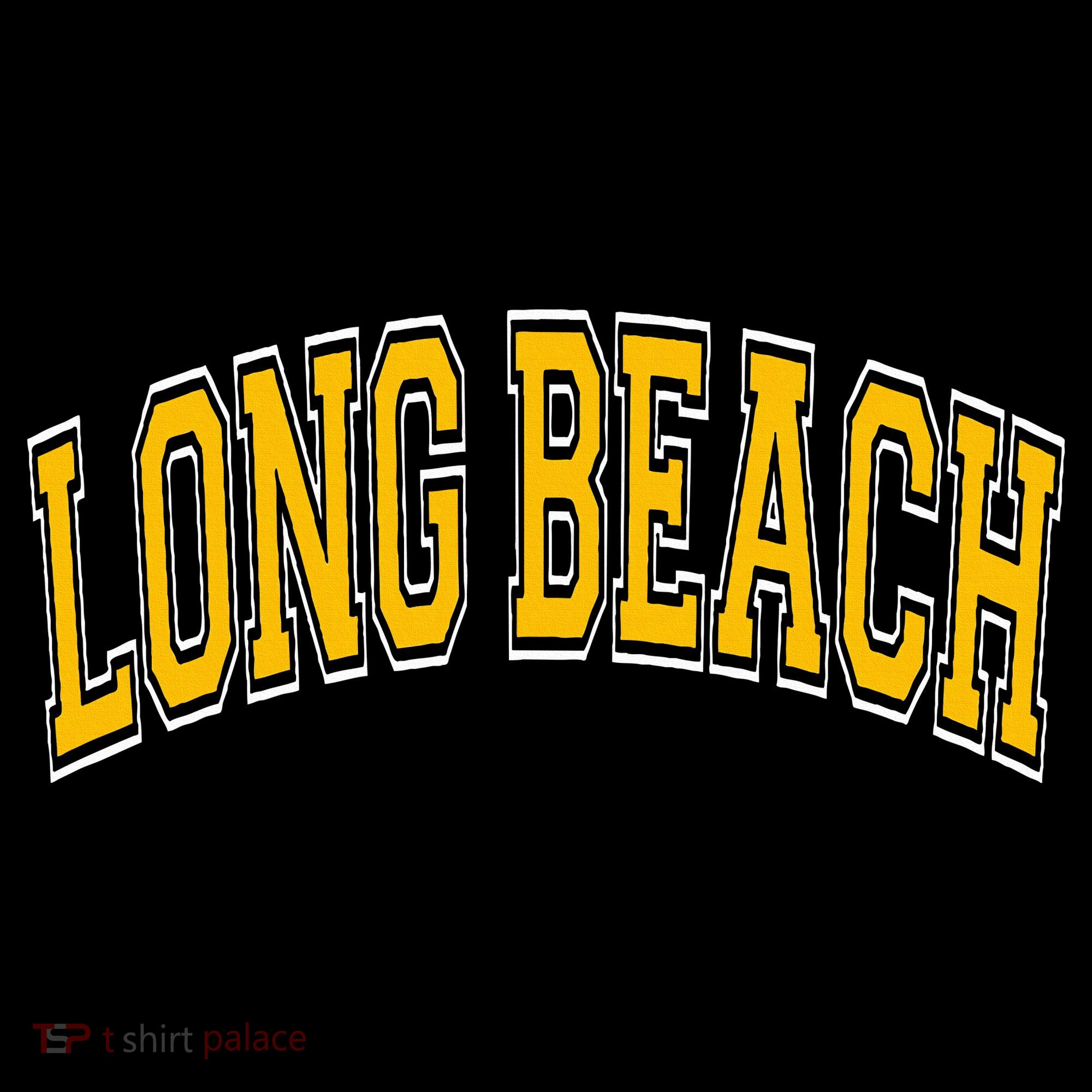 Long Beach Arched Amber Text Coaster