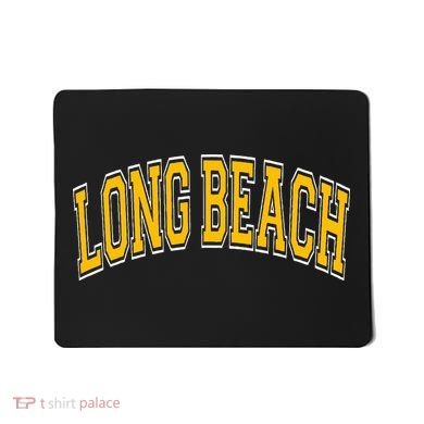 Long Beach Arched Amber Text Mousepad