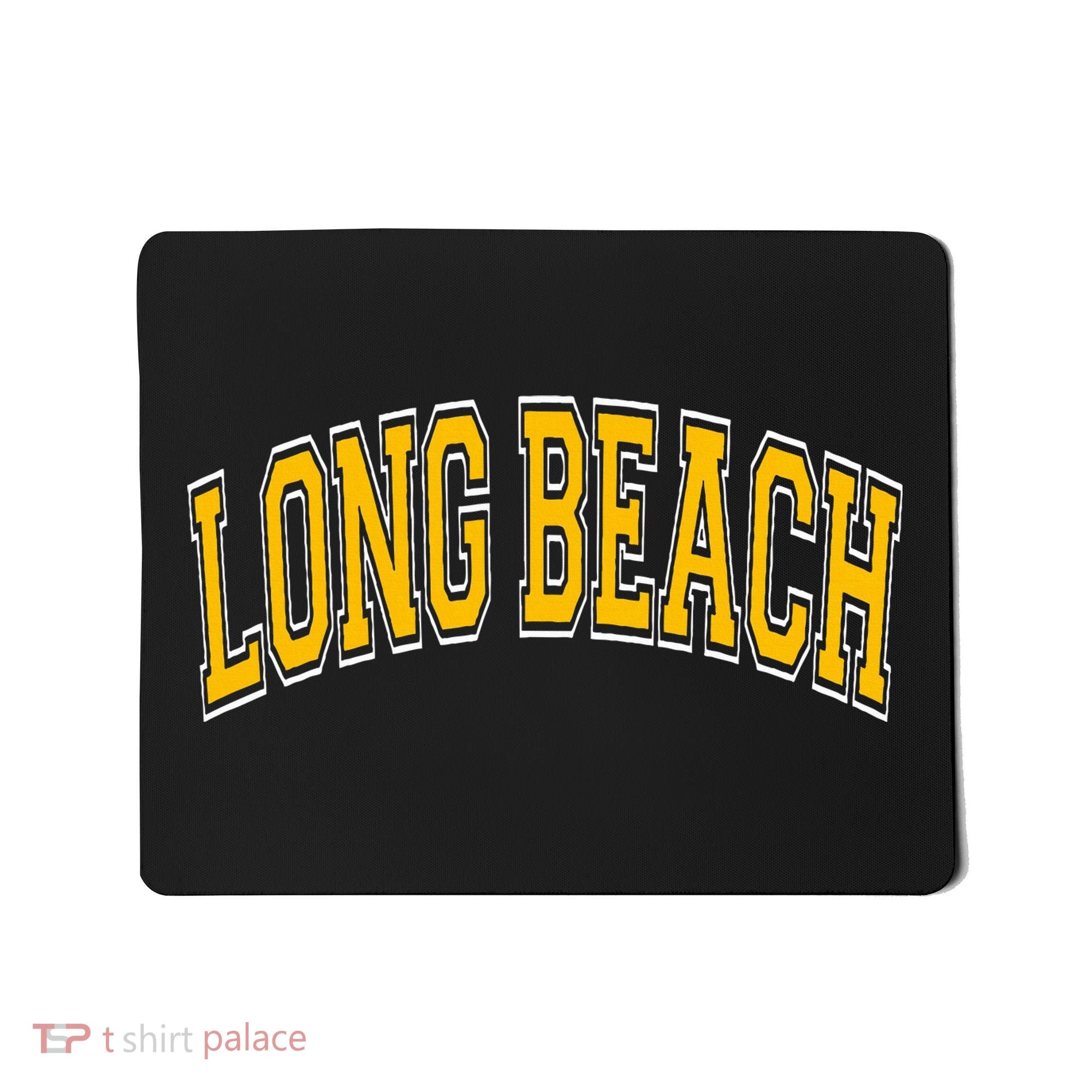 Long Beach Arched Amber Text Mousepad
