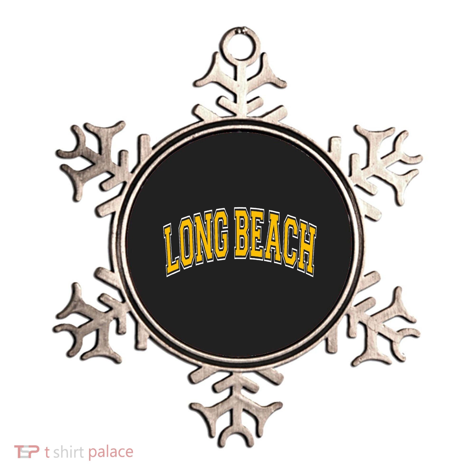 Long Beach Arched Amber Text Ornament