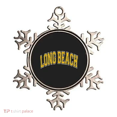 Long Beach Arched Amber Text Ornament