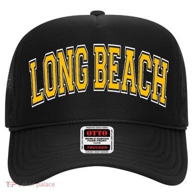 Long Beach Arched Amber Text Hat