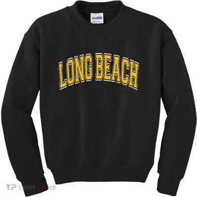 Long Beach Arched Amber Text Kids Sweatshirt