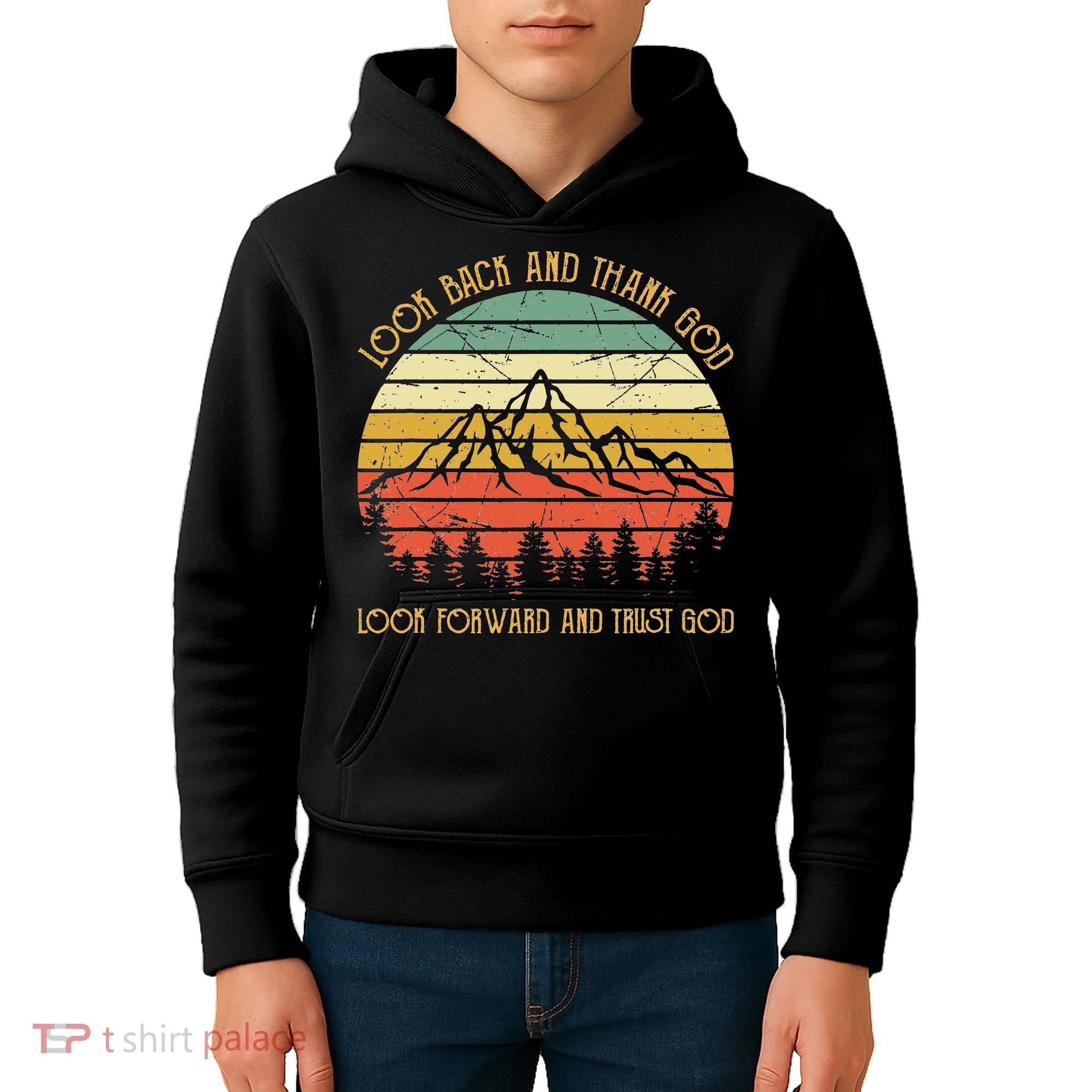 Look Back And Thank God Jesus Christian Kids Hoodie