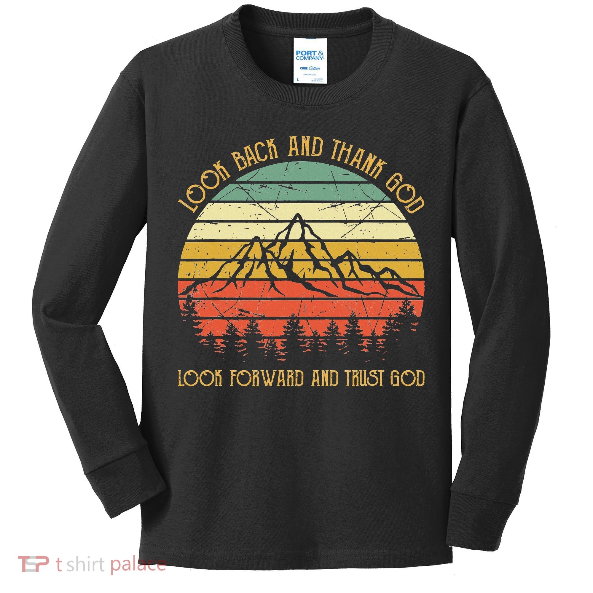 Look Back And Thank God Jesus Christian Kids Long Sleeve Shirt