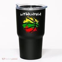 Lithuania Basketball Abstract - Lithuania Strong Basketball Tumbler thumb 0