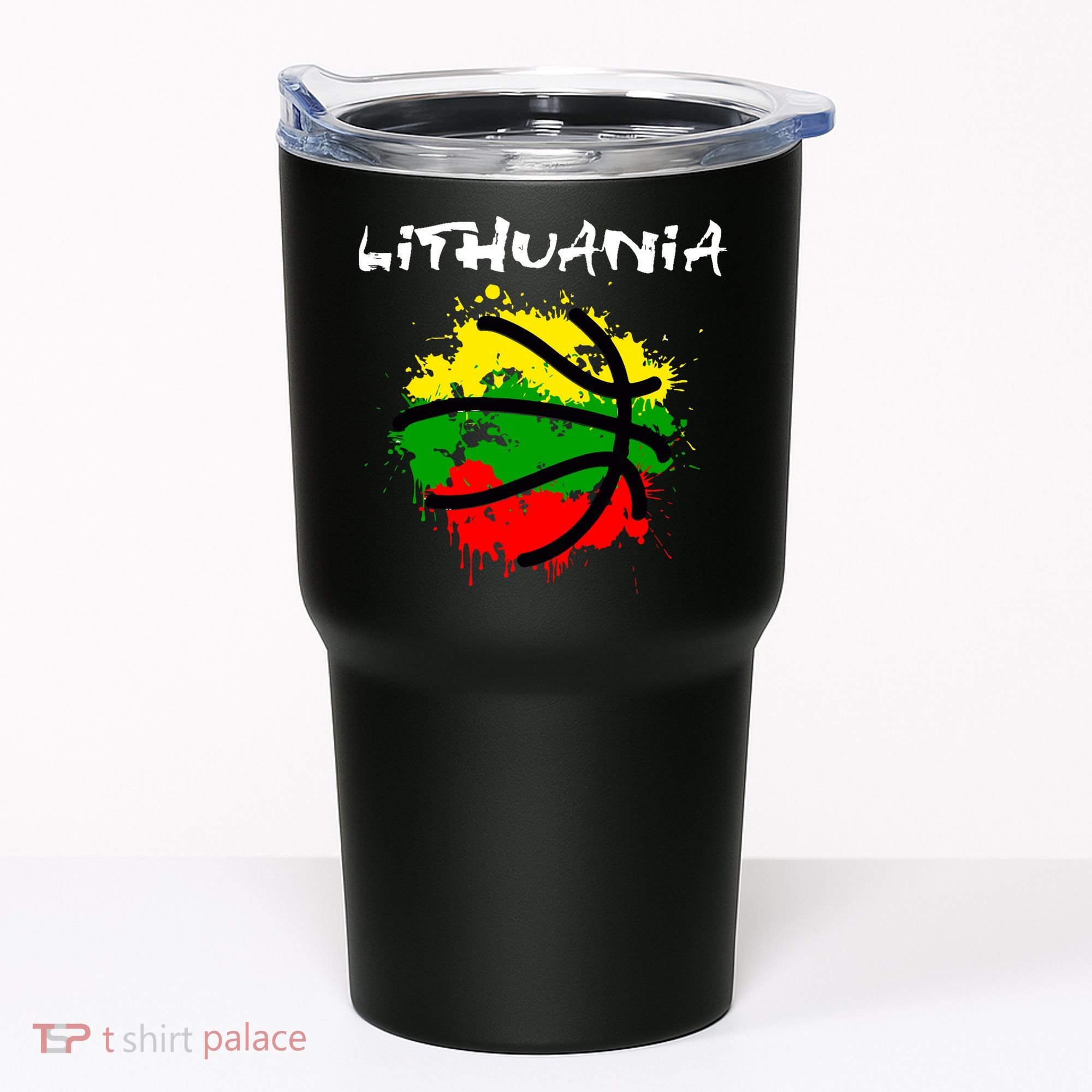 Lithuania Basketball Abstract - Lithuania Strong Basketball Tumbler