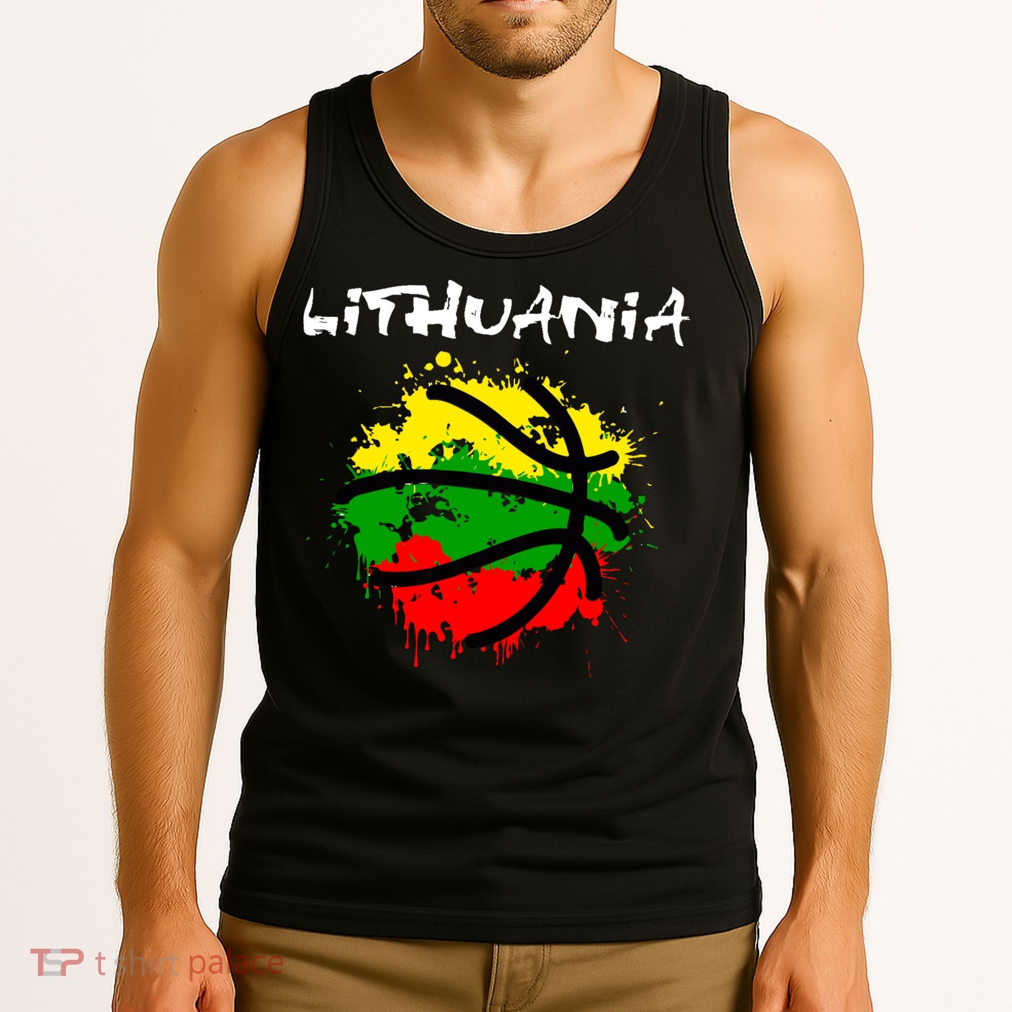 Lithuania Basketball Abstract - Lithuania Strong Basketball Tank Top