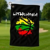 Lithuania Basketball Abstract - Lithuania Strong Basketball Golf Towel thumb 1