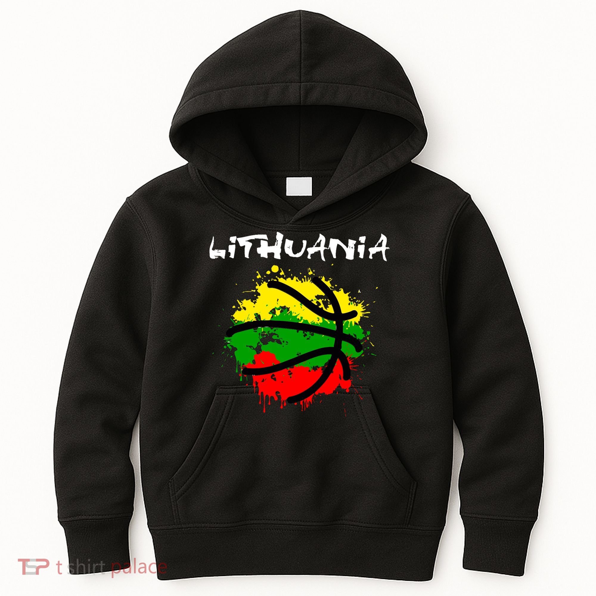 Lithuania Basketball Abstract - Lithuania Strong Basketball Kids Hoodie