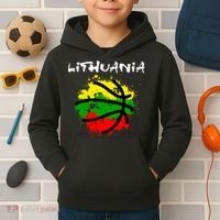 Lithuania Basketball Abstract - Lithuania Strong Basketball Kids Hoodie thumb 2