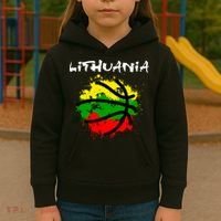 Lithuania Basketball Abstract - Lithuania Strong Basketball Kids Hoodie thumb 3