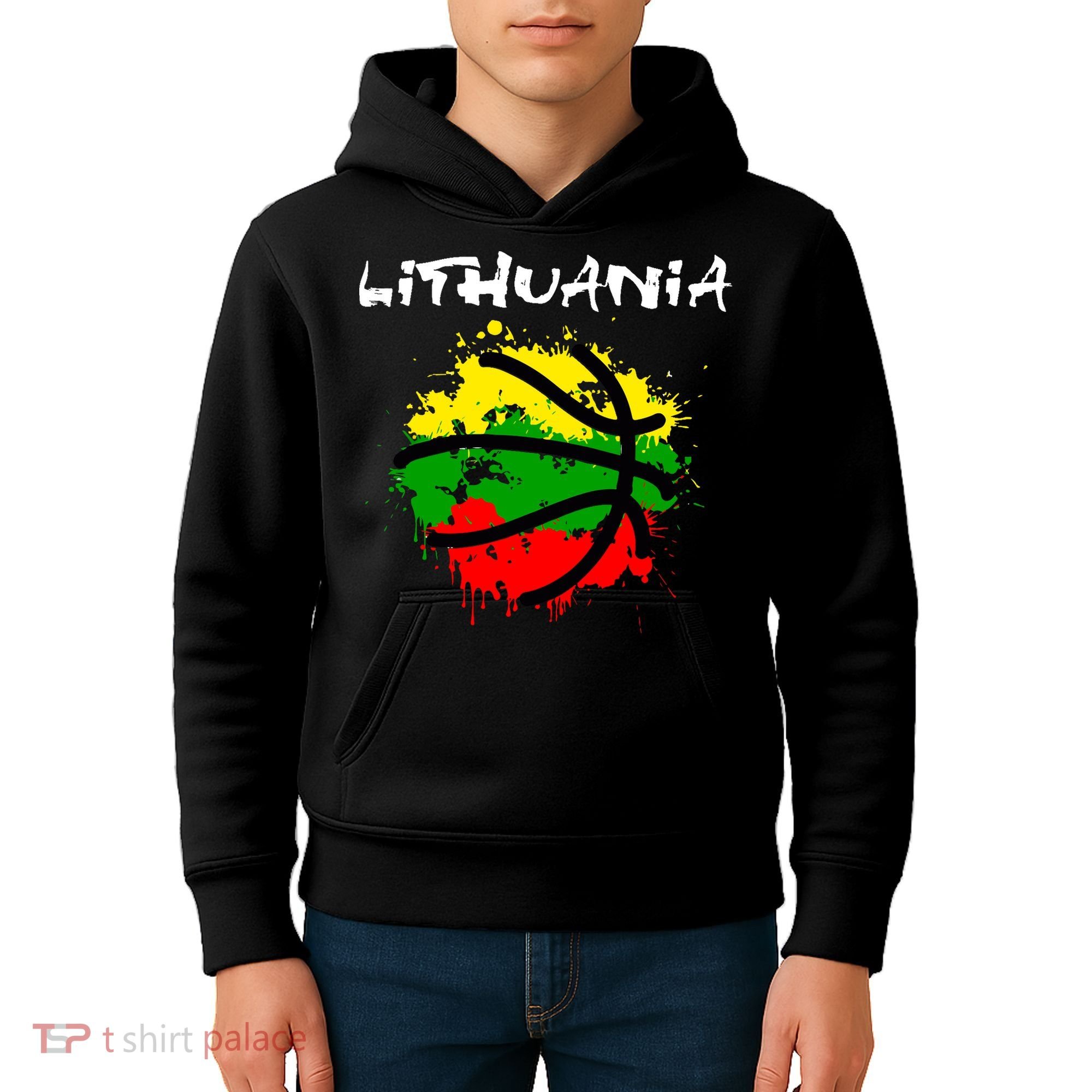 Lithuania Basketball Abstract - Lithuania Strong Basketball Kids Hoodie