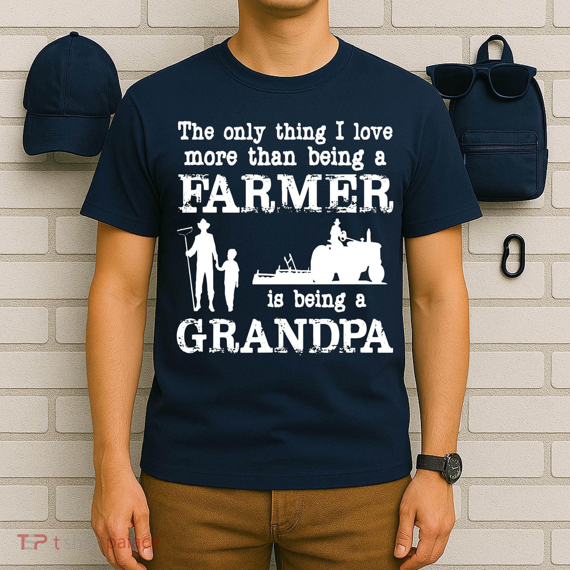 Love Being A Grandpa Funny Farmer For Fathers Day T-Shirt