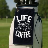 Life Begins After Coffee Golf Towel thumb 2