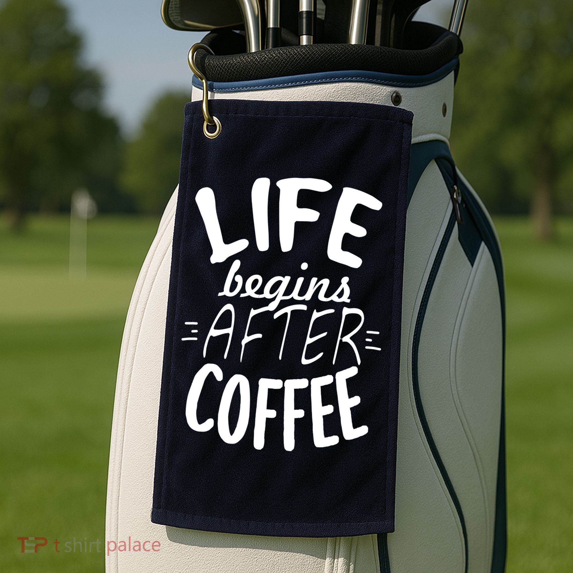 Life Begins After Coffee Golf Towel