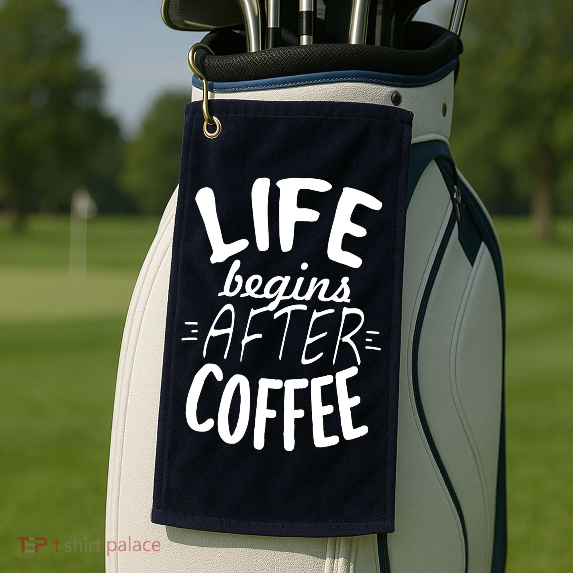Life Begins After Coffee Golf Towel