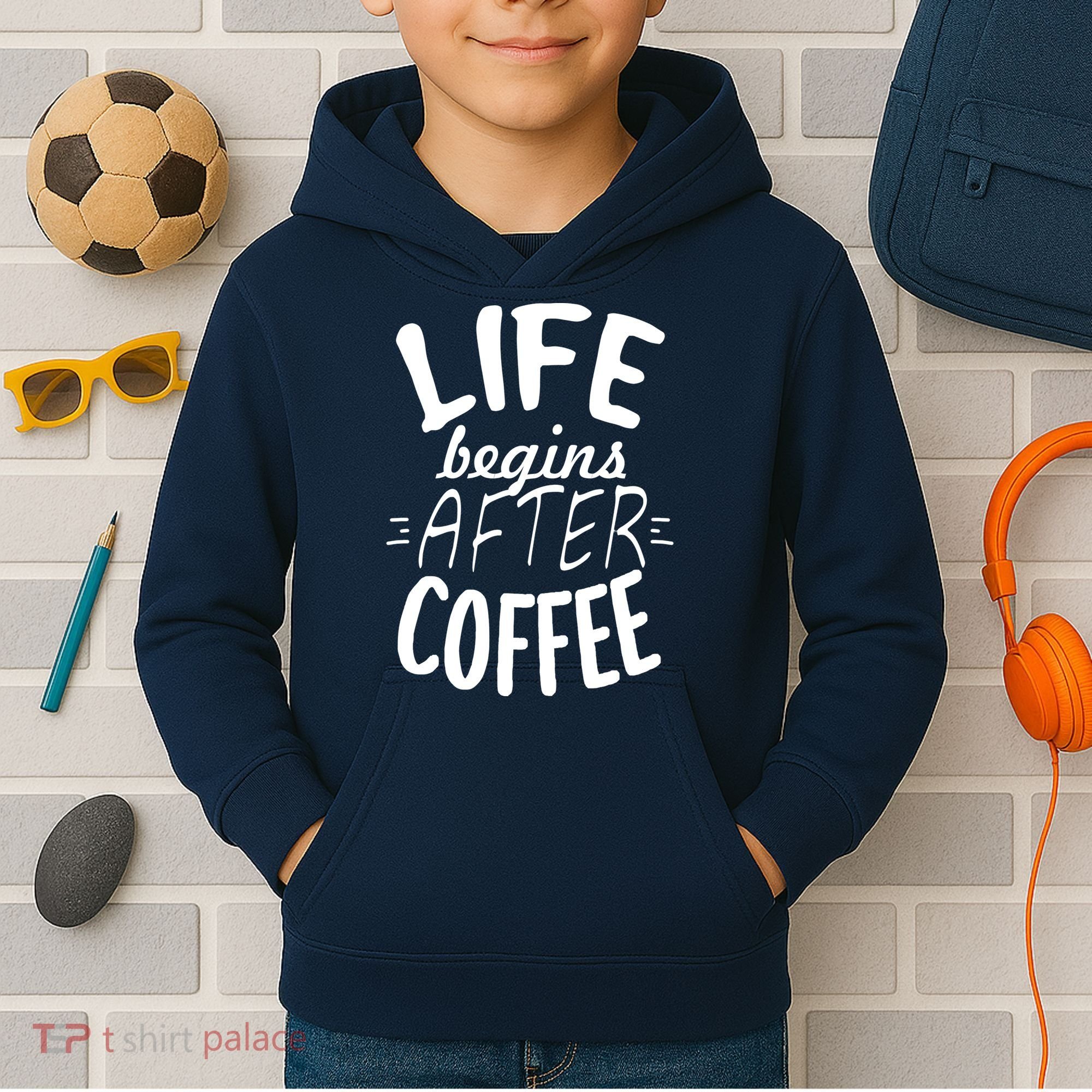 Life Begins After Coffee Kids Hoodie