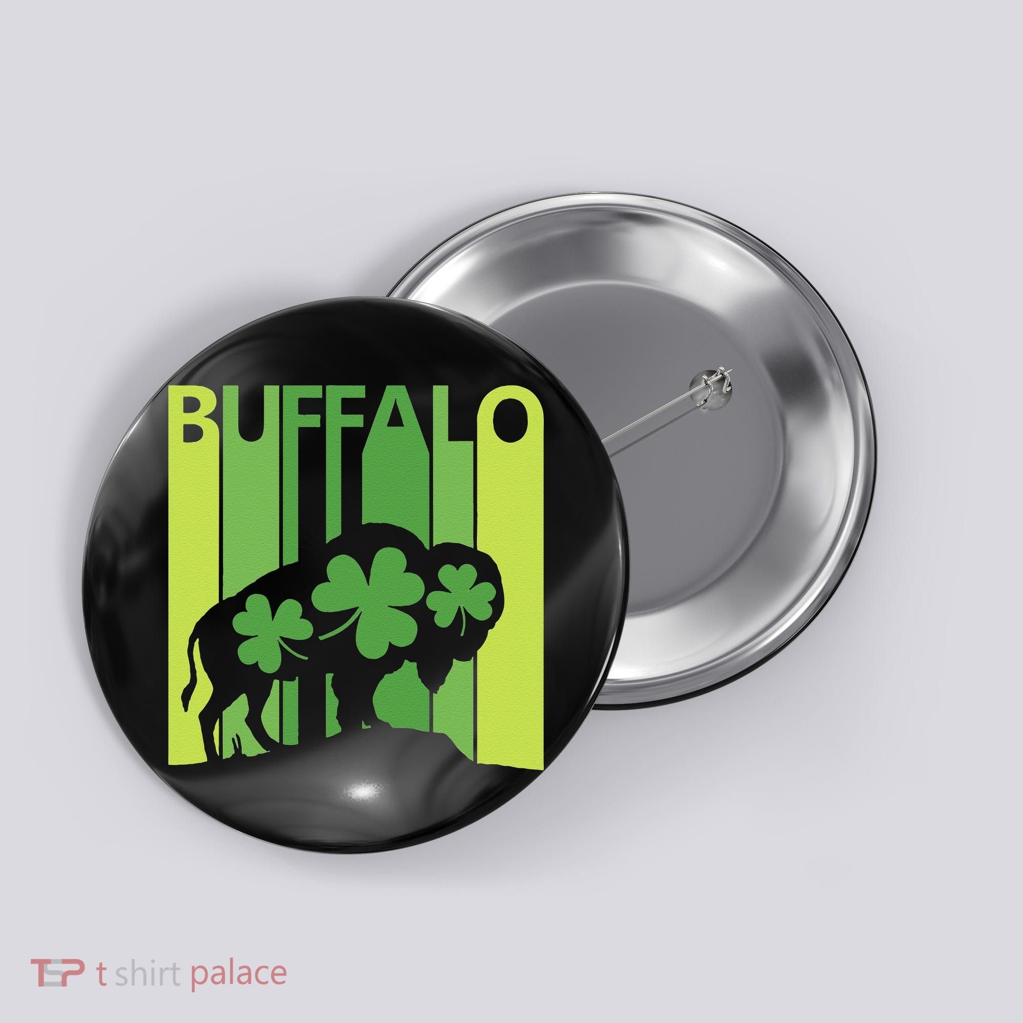 Lucky Buffalo Animal St Patrick's Day Irish Gift Button