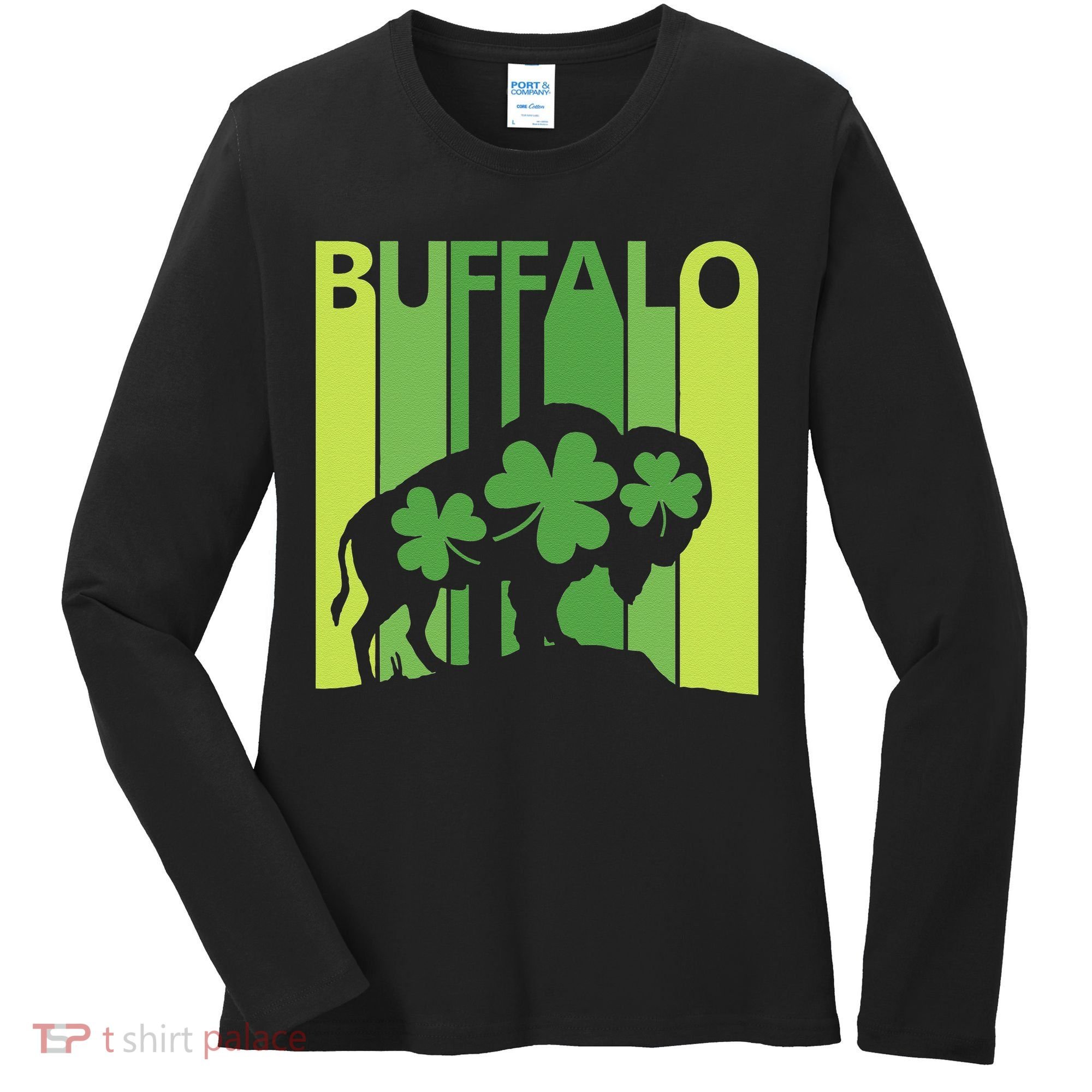 Lucky Buffalo Animal St Patrick's Day Irish Gift Women's Long Sleeve Shirt