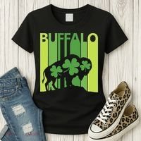 Lucky Buffalo Animal St Patrick's Day Irish Gift Women's T-Shirt thumb 3