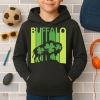 Lucky Buffalo Animal St Patrick's Day Irish Gift Kids Hoodie thumb 2