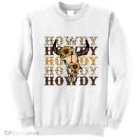 Leopard Boho Bull Skull Sunflower Howdy Western Decor Sweatshirt thumb 0