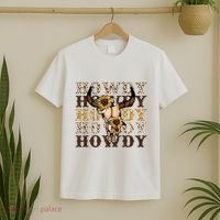 Leopard Boho Bull Skull Sunflower Howdy Western Decor T-Shirt thumb 2