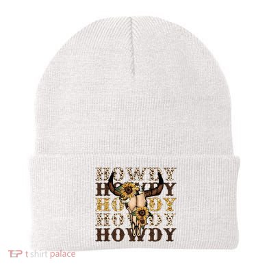 Leopard Boho Bull Skull Sunflower Howdy Western Decor Beanie