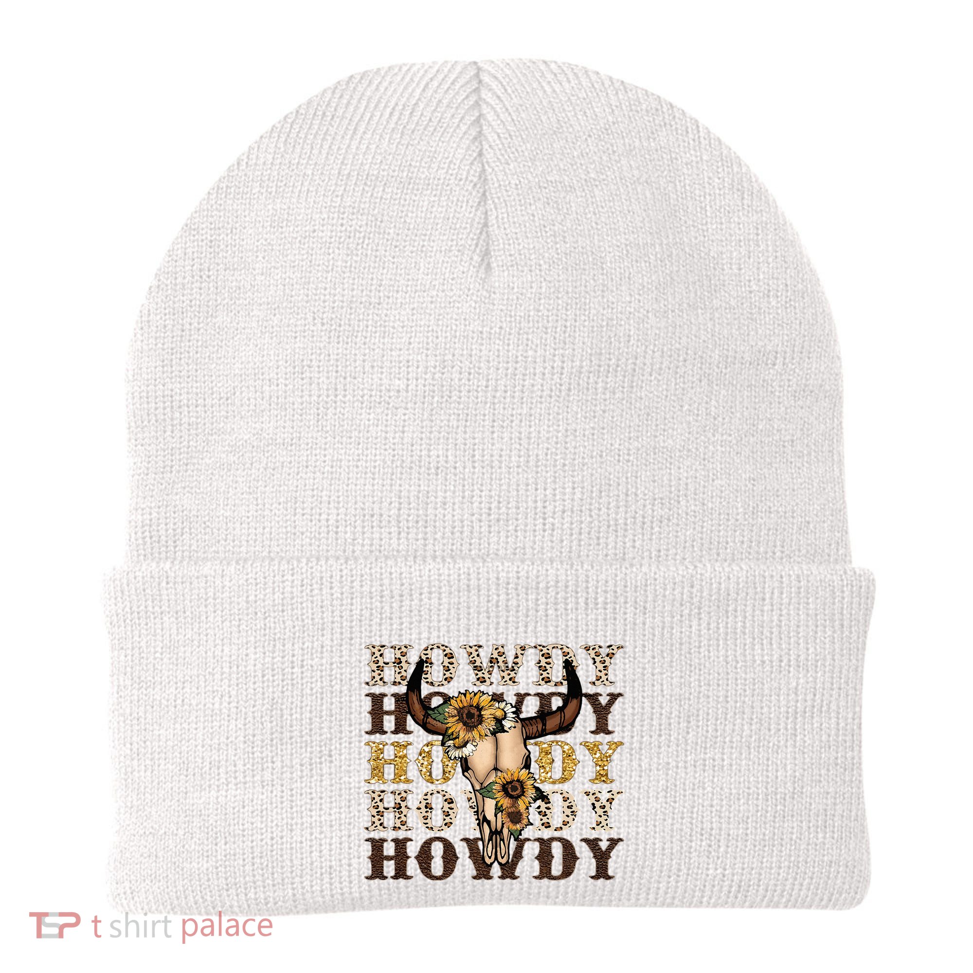 Leopard Boho Bull Skull Sunflower Howdy Western Decor Beanie