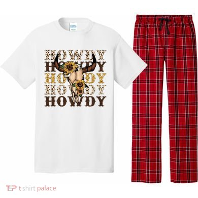 Leopard Boho Bull Skull Sunflower Howdy Western Decor Pajama Set