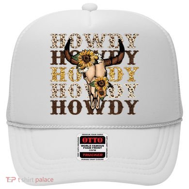 Leopard Boho Bull Skull Sunflower Howdy Western Decor Hat